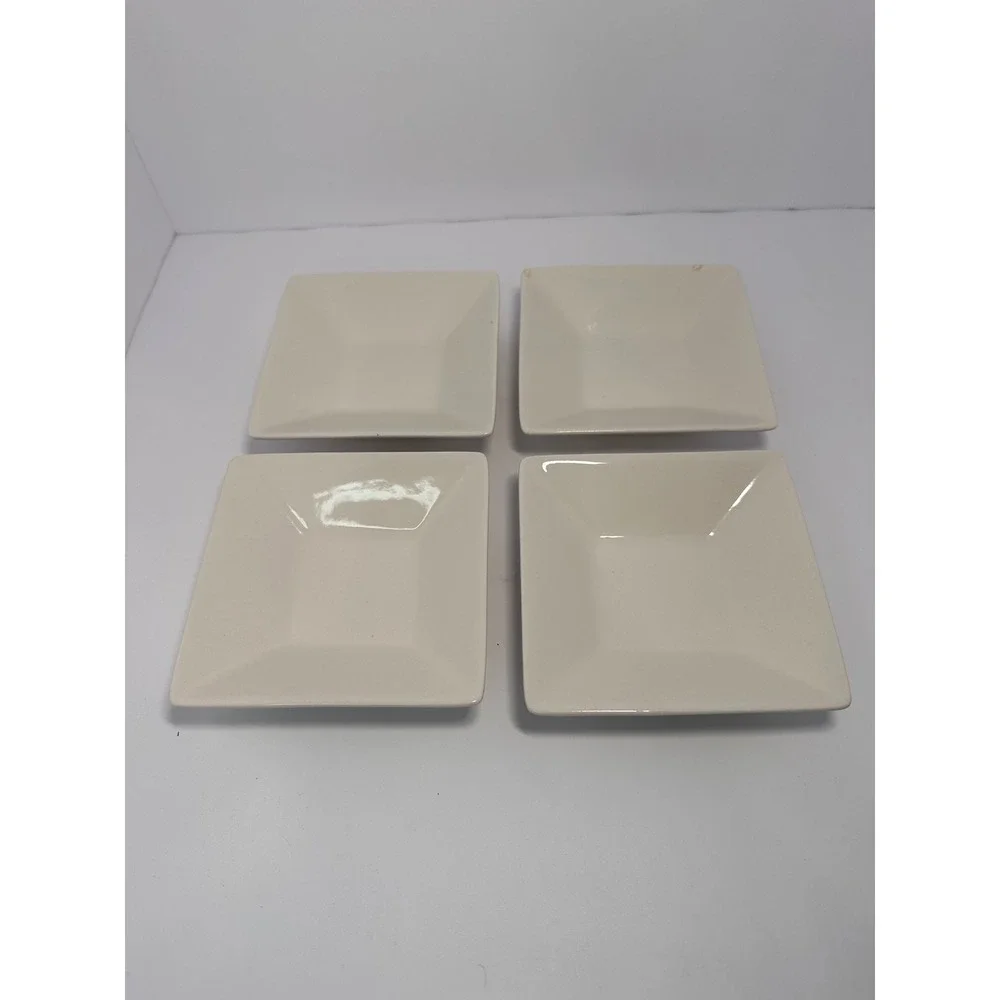 10 Strawberry Street Square Cream White Ceramic Dipping Bowls Set of 4 4.75in